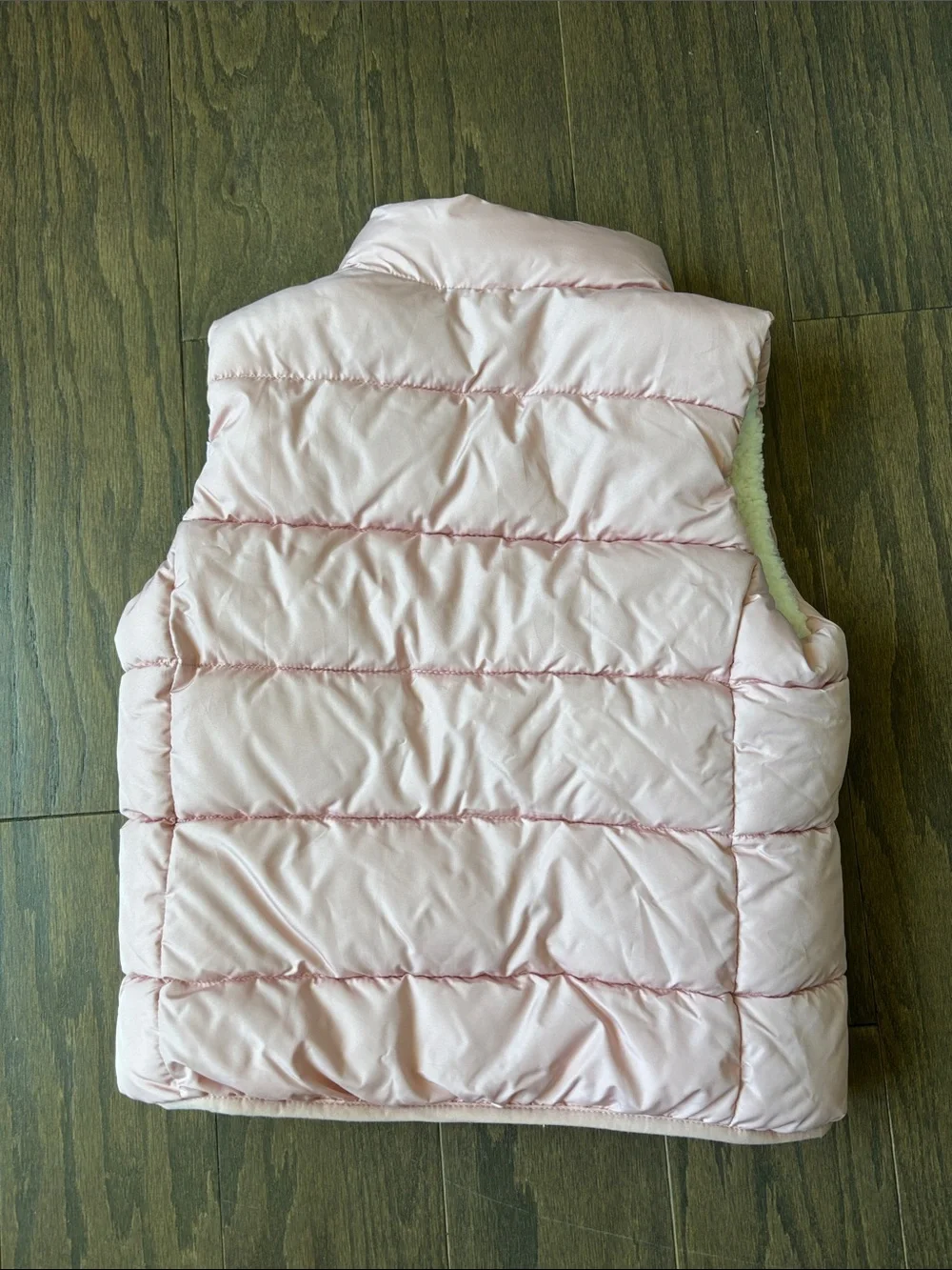 GAP Pink Quilted Kids Puffer Vest with Sherpa Trim
